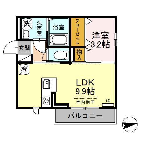 セレッソ城北(1LDK/3階)の間取り写真
