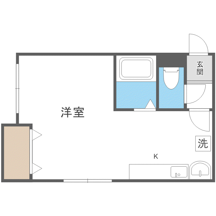ウッド611(1DK/1階)の間取り写真