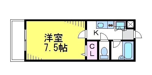 関前パークハイム(1K/1階)の間取り写真