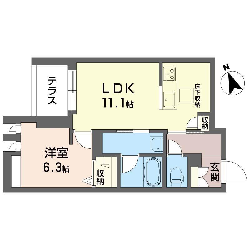 ステラヴィア西荻(1LDK/1階)の間取り写真