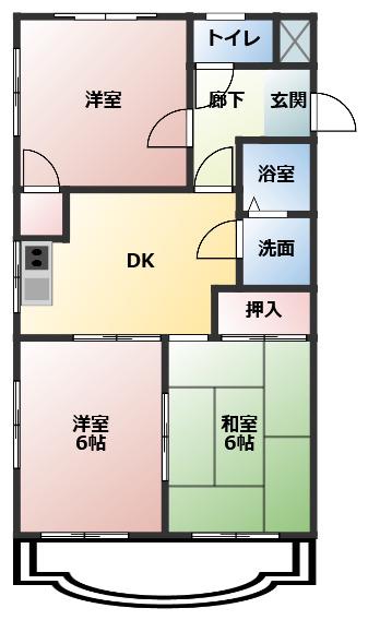 メゾンド栄(3DK/2階)の間取り写真