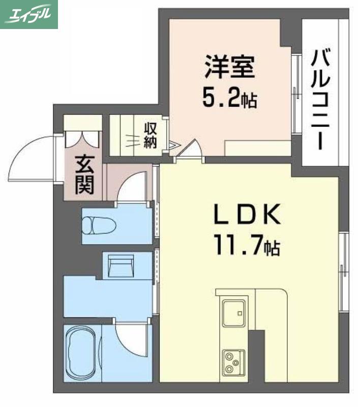 ユーグレイス東島田(1LDK/3階)の間取り写真