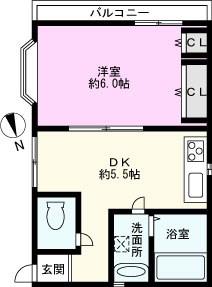 ラパニェール芝(1DK/2階)の間取り写真