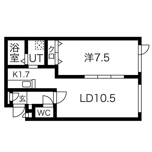 エヌズホクオウ(1LDK/1階)の間取り写真