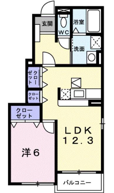 コニファーヒルI(1LDK/1階)の間取り写真