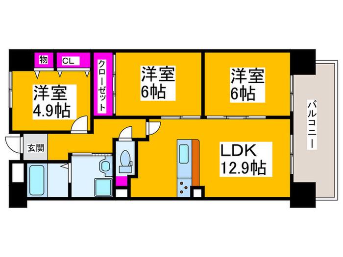 太平パシフィック南花田(3LDK/1階)の間取り写真