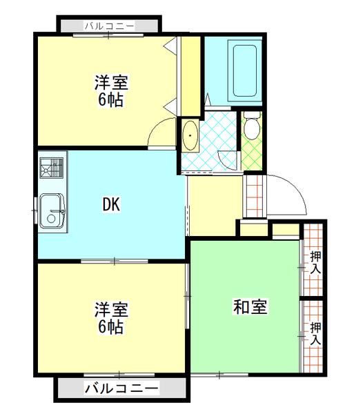 フォーレス若宮(3DK/2階)の間取り写真