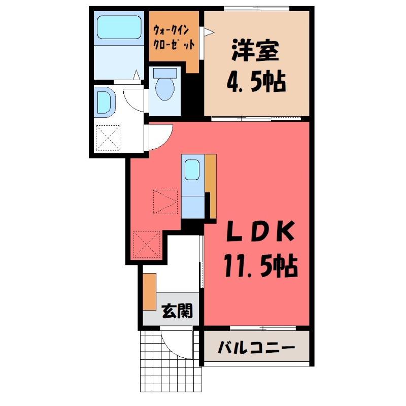 グリーンパーク セレノ(1LDK/1階)の間取り写真