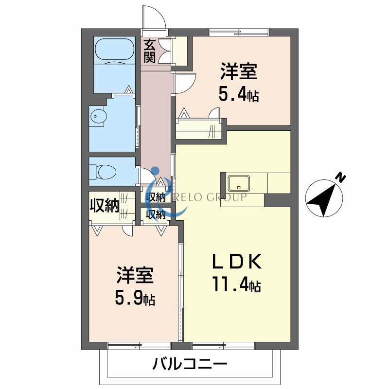 アーバンフラット(2LDK/2階)の間取り写真