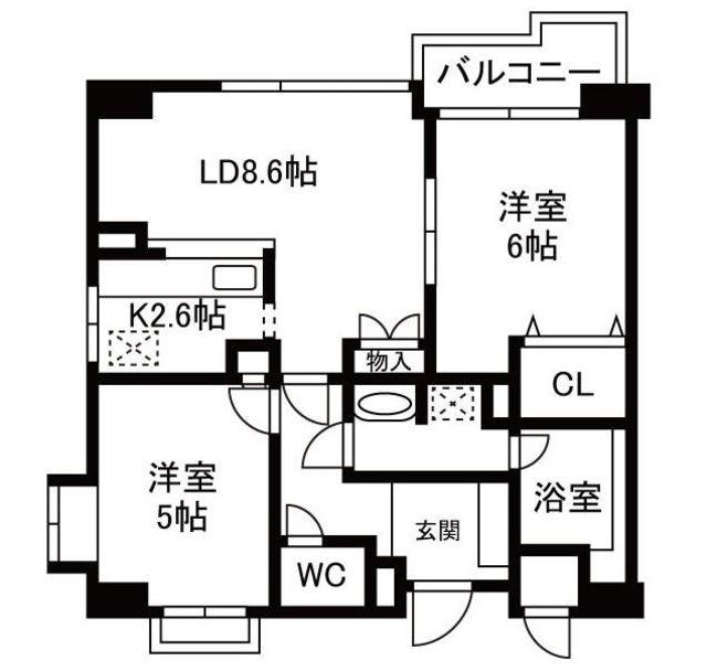 チュリス明大前(2LDK/9階)の間取り写真