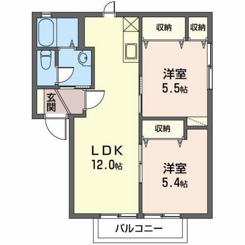 ハイタウン日の出A(2LDK/2階)の間取り写真