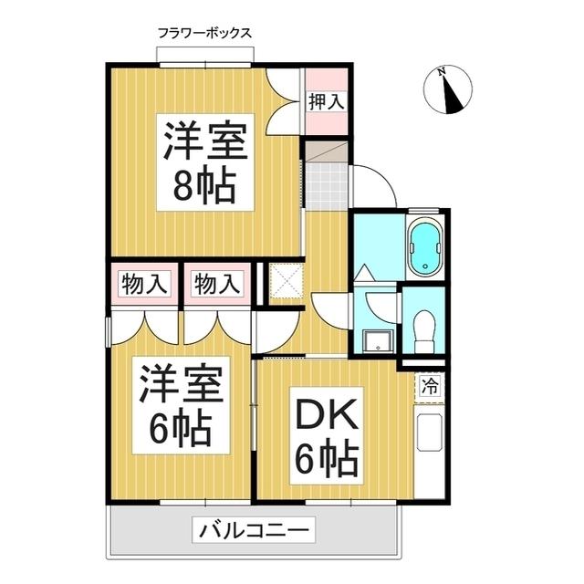 ライブタウン風間D(2DK/2階)の間取り写真