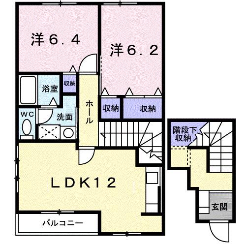 サンシェールA(2LDK/2階)の間取り写真