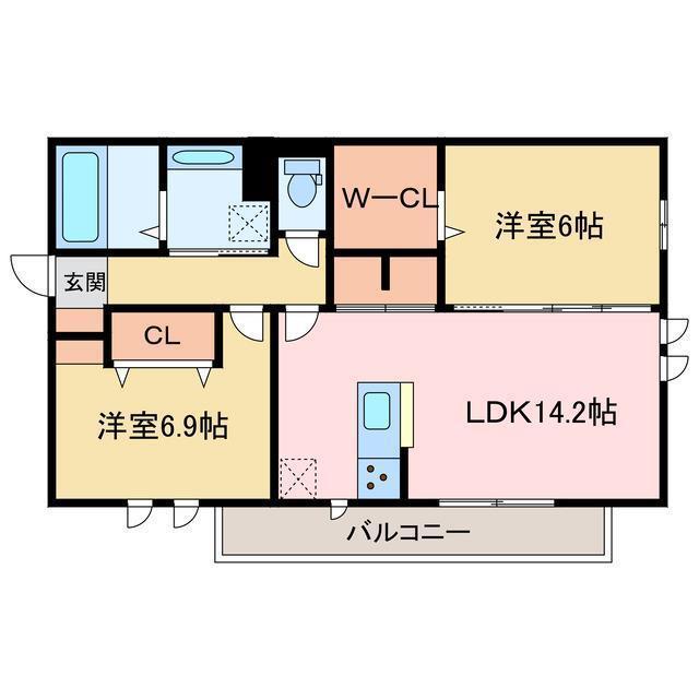 D-ROOM RAFFINE(2LDK/2階)の間取り写真