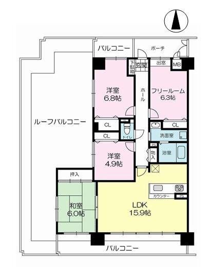 リベール姫路駅前(4LDK/9階)の間取り写真