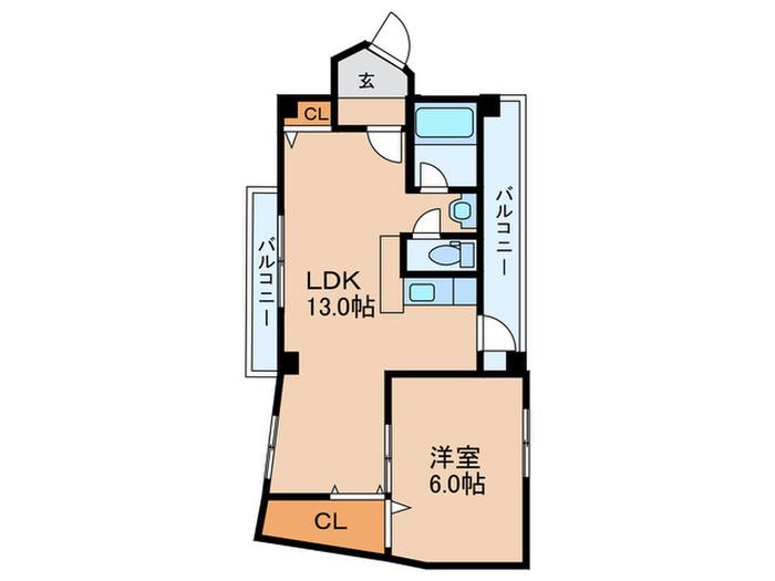 桂ハイムII(1LDK/2階)の間取り写真