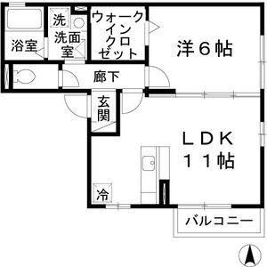 サニーコート津久野(1LDK/1階)の間取り写真