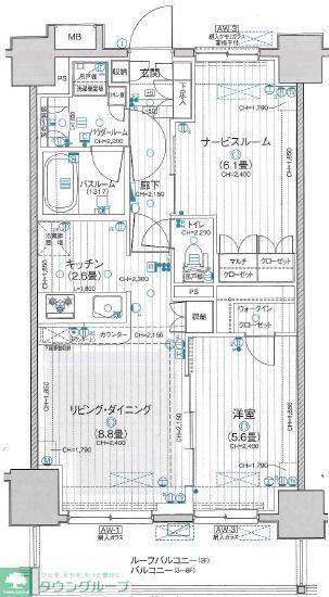 パレステージ曳舟II(1SLDK/2階)の間取り写真