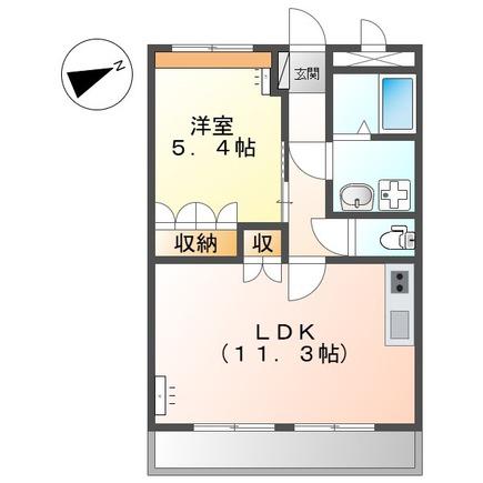 グランティス・B(1LDK/2階)の間取り写真