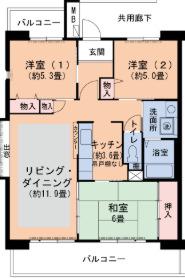 URパークタウン西武庫 10号棟(3LDK/5階)の間取り写真