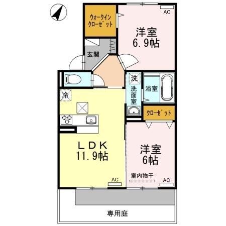 アムール21 E棟(2LDK/1階)の間取り写真