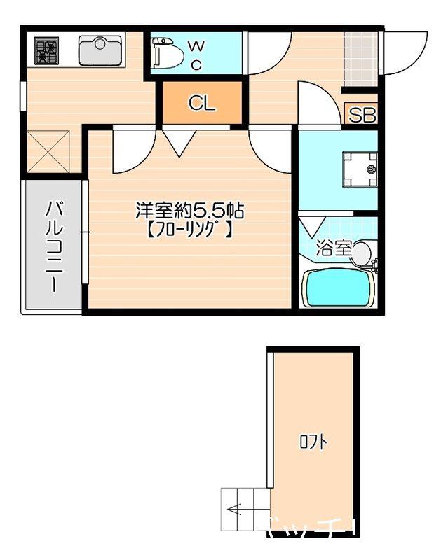 ベネフィスタウン箱崎東I(1SK/1階)の間取り写真