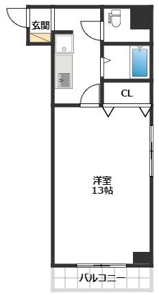 いわき6番館(1K/2階)の間取り写真