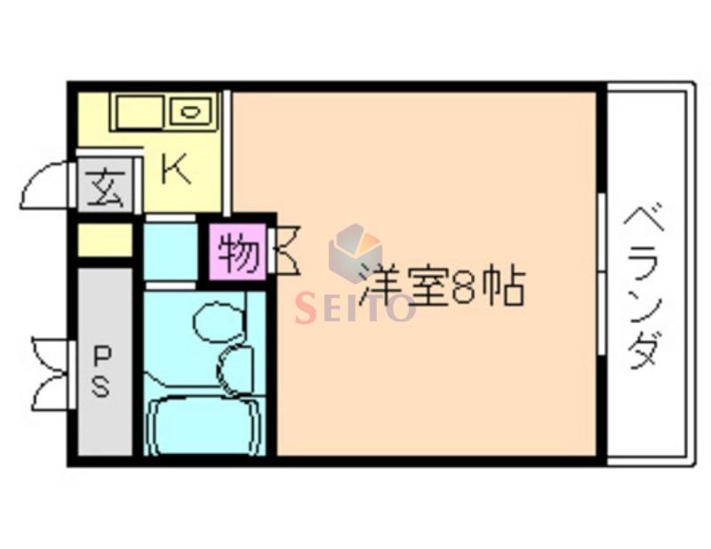 ベルパレス豊中(1K/2階)の間取り写真