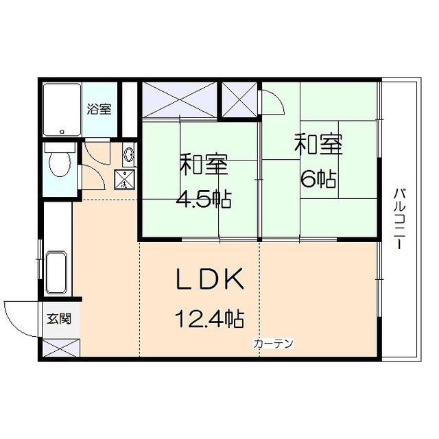 エステート二本松(2LDK/2階)の間取り写真