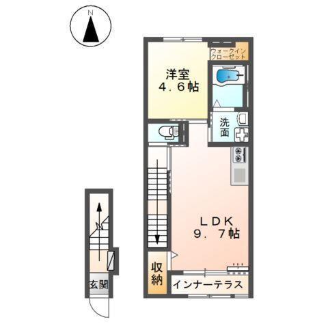 エバービューティクル(1LDK/2階)の間取り写真