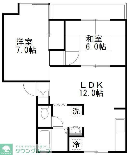 アスモ美しが丘D(2LDK/2階)の間取り写真