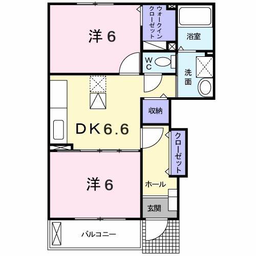 GREENVIEW清風台(2DK/1階)の間取り写真