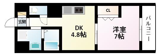 第17関根マンション(1DK/9階)の間取り写真