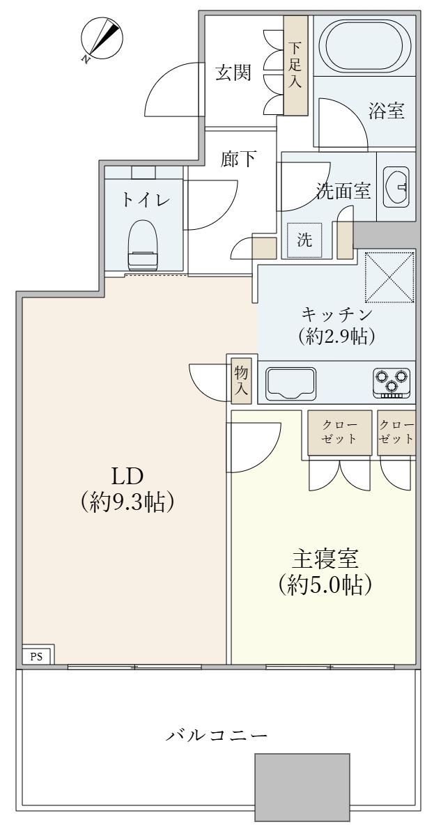 CAPITAL GATE PLACE THE TOWER(1LDK/37階)の間取り写真