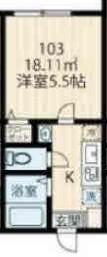 ラフィーネ読売ランド前(1K/1階)の間取り写真