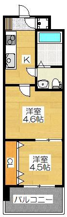 NO46 Vプロジェクト2100天神(2K/13階)の間取り写真