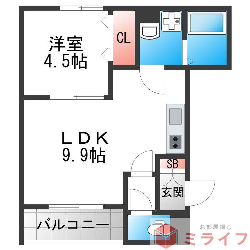 BADGE TOMOI NORD I(1LDK/2階)の間取り写真