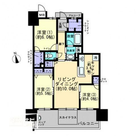 ロイヤルガーデン栗林町(3LDK/7階)の間取り写真
