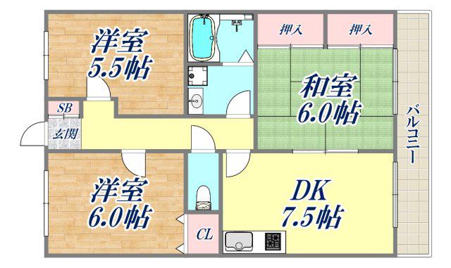 倉田メゾン(3DK/2階)の間取り写真