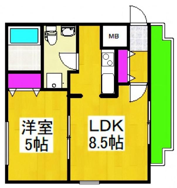コージーコート(1LDK/1階)の間取り写真