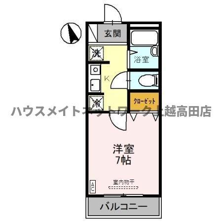 ヒルズ21(1K/2階)の間取り写真
