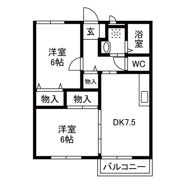 サン・ヴィラ神戸A(2DK/1階)の間取り写真
