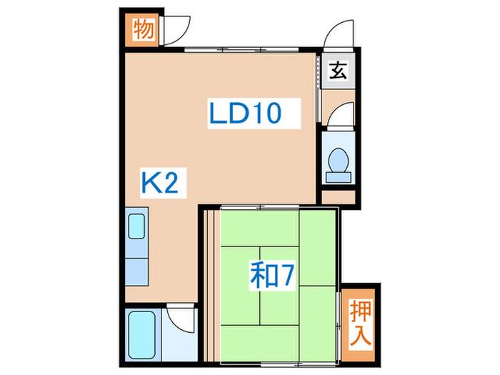 エルムハイツ(1LDK/2階)の間取り写真