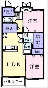 ヒルサイドスクエアI(2LDK/1階)の間取り写真