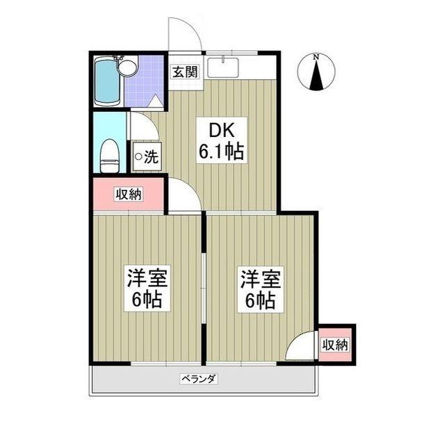ハピネスコジマ(2DK/2階)の間取り写真