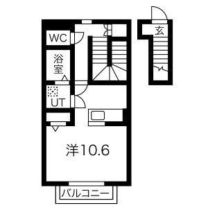 メランツァーノ(ワンルーム/2階)の間取り写真