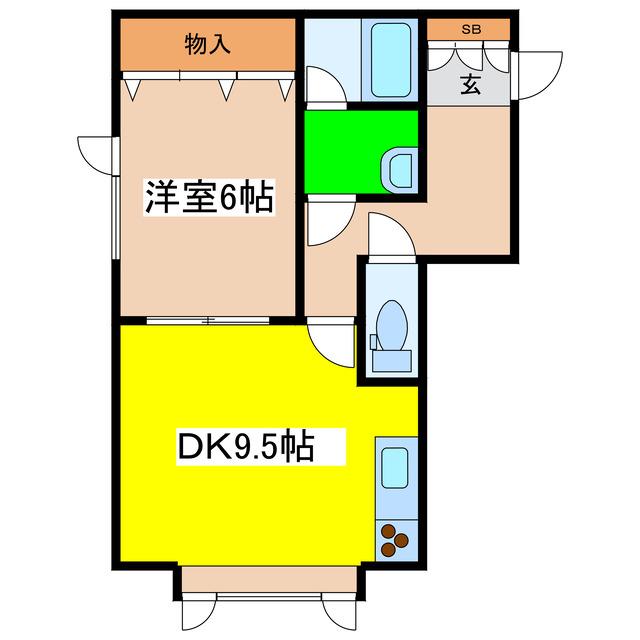 ＪＲ釧網本線 釧路駅 徒歩59分 2階建 築25年(1LDK/2階)の間取り写真