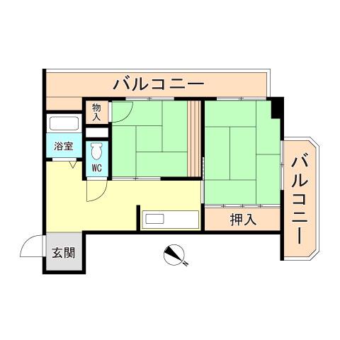 金物ビル(2DK/4階)の間取り写真