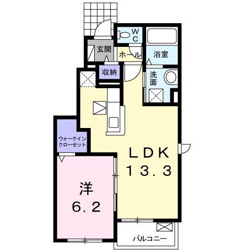 レモンツリーB(1LDK/1階)の間取り写真