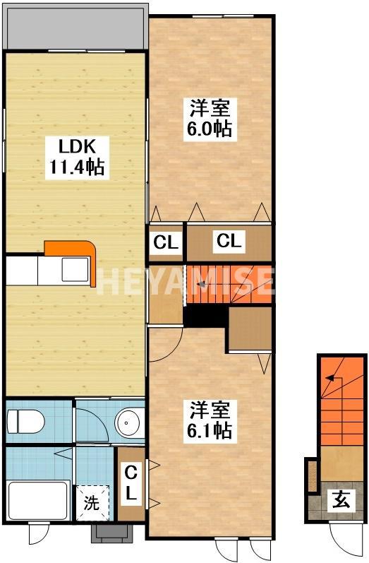 ル・ボン(2LDK/2階)の間取り写真